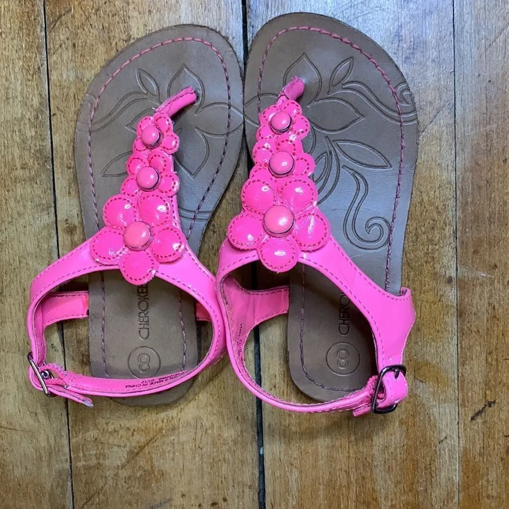 Cherokee sandals size 8 pink thong toe sandal Beach Vacation Summer Easter